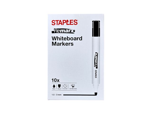 Remarx™ Whiteboard-Marker, Nicht permanente Tinte, Rundspitze, 1,5-3 mm, Schwarz
