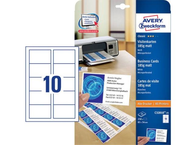 Visitenkarte L 85x54 185g/Packung 250