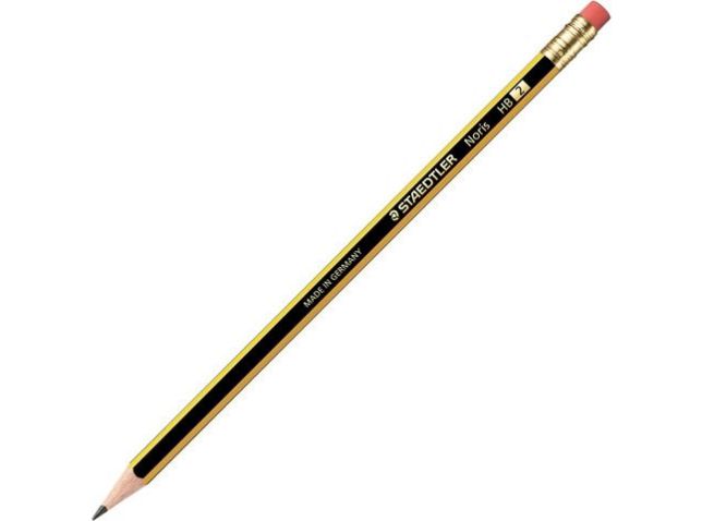 Bleistift Noris®, sechseckig, mit Radiergummi, HB, Schaftfarbe: schwarz/gelb