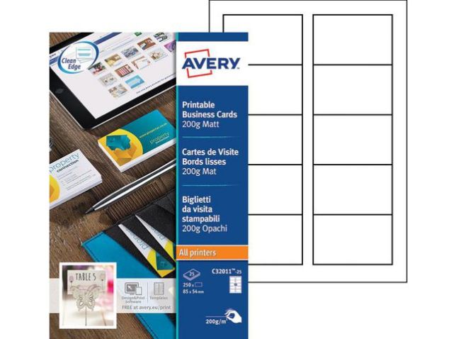 Zweckform® Visitenkarte Quick&Clean™, Inkjet/Laser/Kopierer, 200 g/m², 85 x 54 mm, weiß, matt